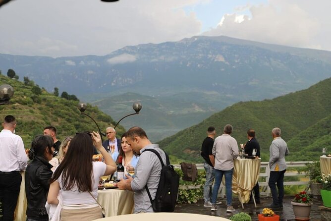Berat wine Tour Guided Winery Tour with Transfers and Tastings - Tasting three wines with raki and local food