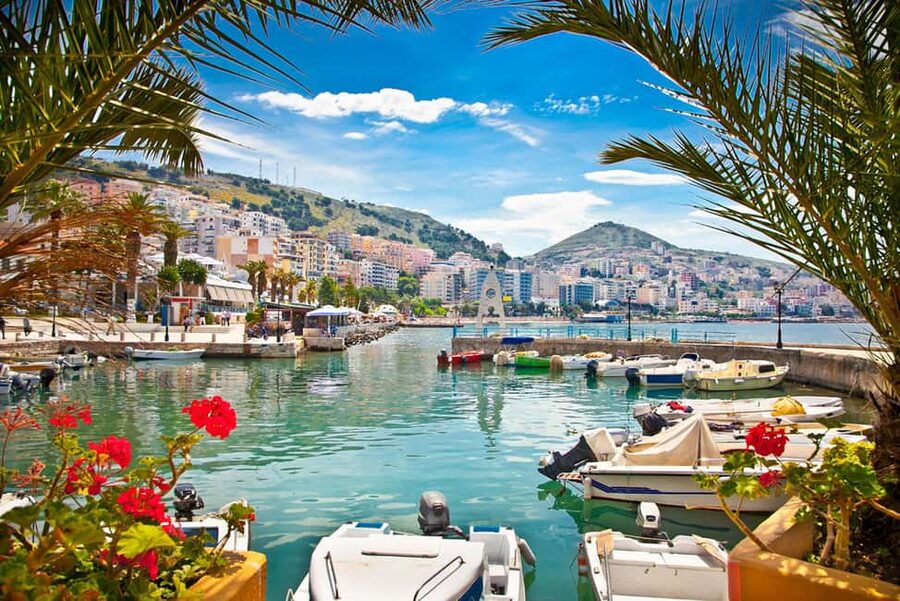 From Durrës/Golem: Saranda, Ksamil, and Blue Eye Day Trip - Saranda, the Ionian port with a view of Corfu