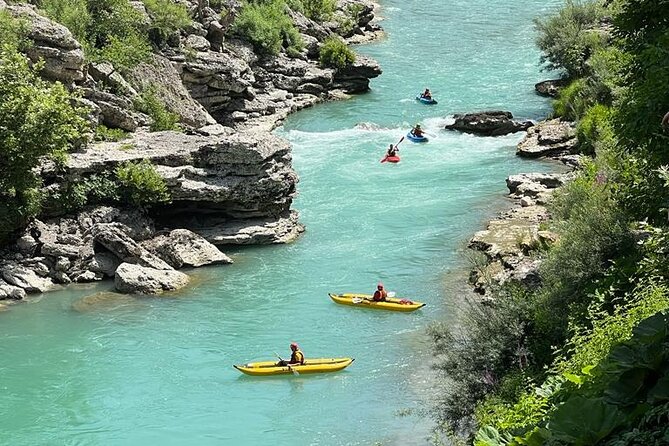 Kayaking in Vjosa River,Albania Kayak Permet,Gjirokaster (ARG) - Group size and the guide’s role