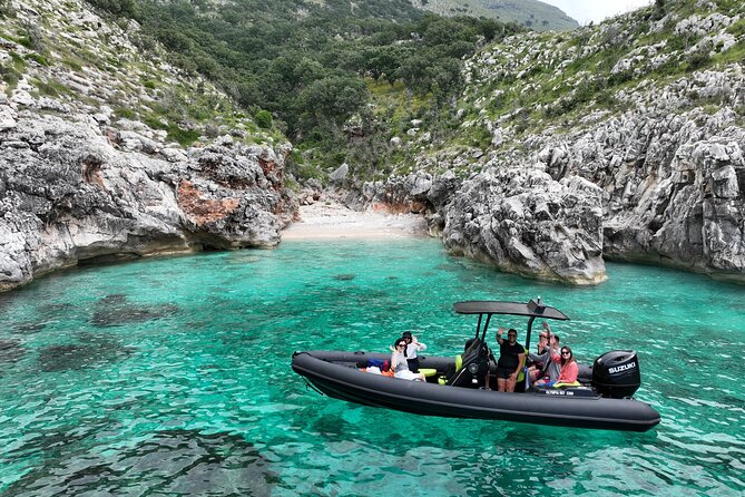 Vlore Speedboat Tour to Sazan Island & Haxhi Ali Cave - Karaburun’s limestone coast from the water